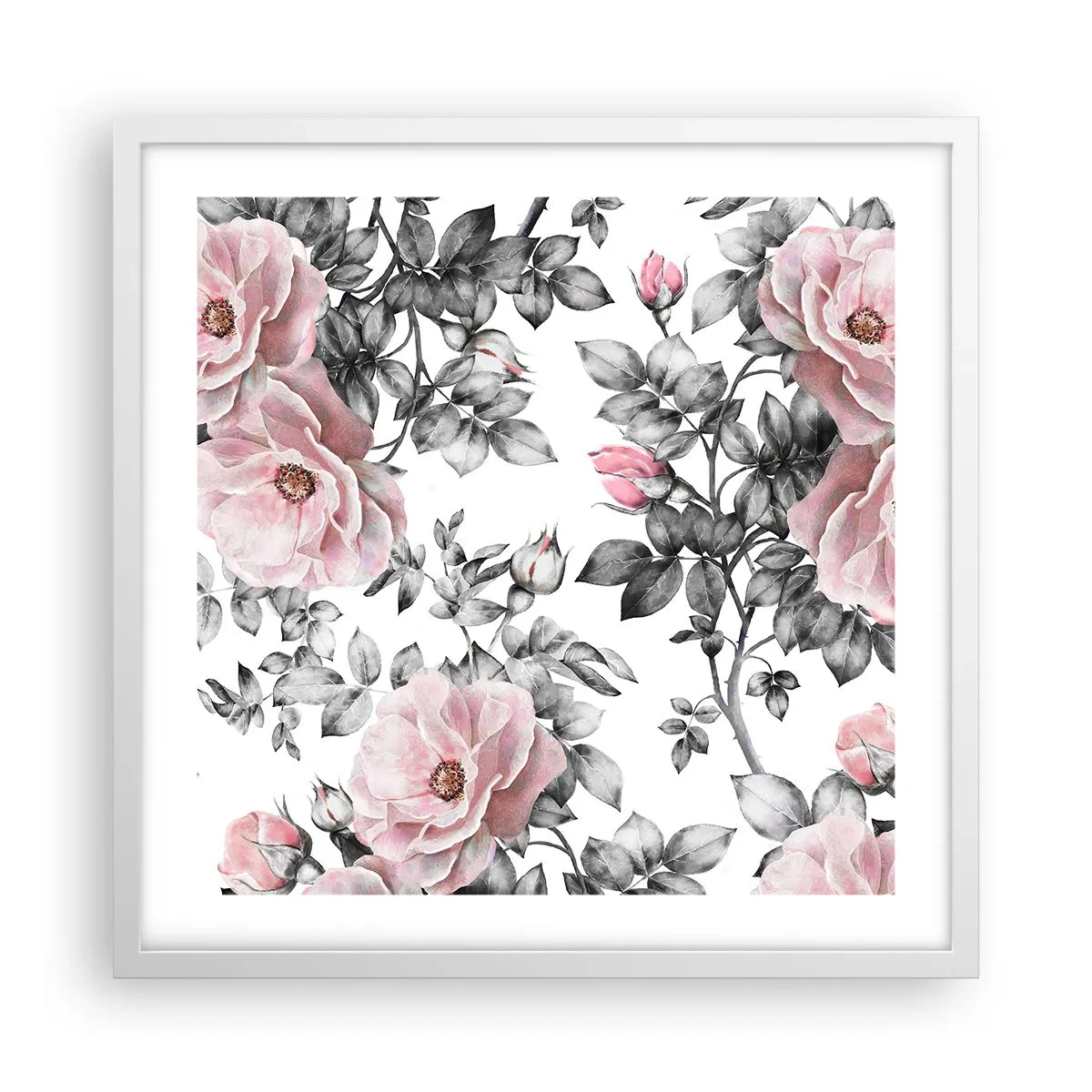 Poster in cornice bianca - Perdersi tra le rose - 50x50 cm