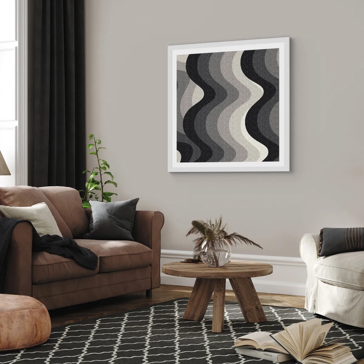 Poster in cornice bianca - Un'onda dopo l'altra - 40x40 cm