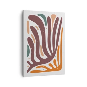 Quadro su tela - Stampe su Tela - Motivo organico con linee luminose in tonalità calde - 50x70cm - Composizione organica raggiante - Decorazione murale moderna per soggiorno e camera da letto ARTTOR