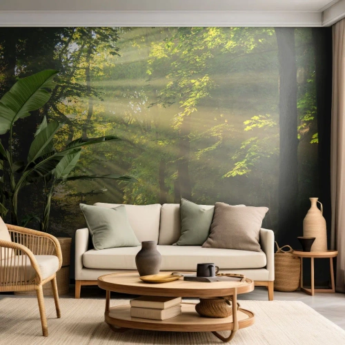 Fotomurali Autoadesivo Deluxe Sticker - Un attimo nel bosco - Paesaggio, foresta, Natura - 200x140 cm