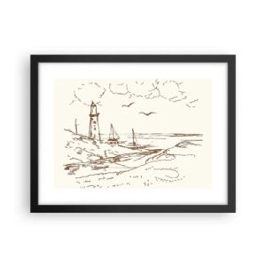 Poster in cornice nera - Schizzo dei ricordi d'estate - 40x30 cm