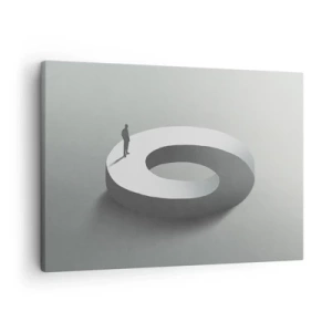 Quadro su tela - Stampe su Tela - Un uomo su una struttura grigia e astratta - 70x50cm - Prova a cavartela - Decorazione murale moderna per soggiorno e camera da letto ARTTOR
