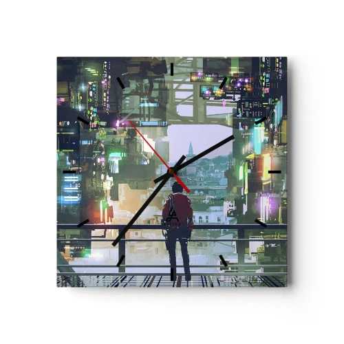 Orologio da parete - Orologio in Vetro - Due mondi - 40x40 cm