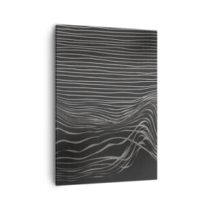 Quadro su tela - Stampe su Tela - Linee bianche su sfondo grigio scuro in una disposizione astratta - 50x70cm - Ritmo e accento - Decorazione murale moderna per soggiorno e camera da letto ARTTOR