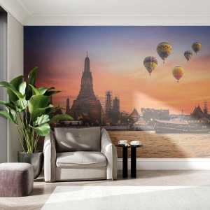 Fotomurali Premium Sand - Qui nascono le favole - Bangkok, Tempio dell'Alba, Tailandia - 350x256 cm