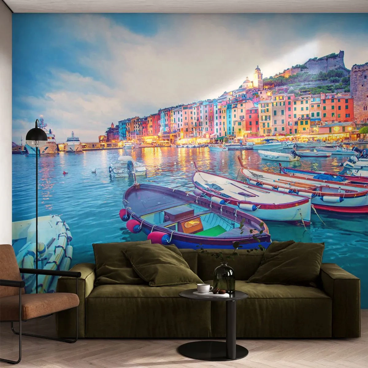 Fotomurali Standard Eco - Sera colorata nel porto - Città portuale, Architettura, Paesaggio - 450x315 cm