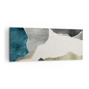 Quadro su tela - Stampe su Tela - Forme geometriche nei toni del grigio, verde e oro - 120x50cm - Composizione mosaico con filo d'oro - Decorazione murale moderna per soggiorno e camera da letto ARTTOR