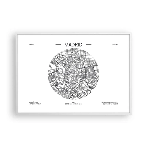 Poster in cornice bianca - Anatomia di Madrid - 100x70 cm