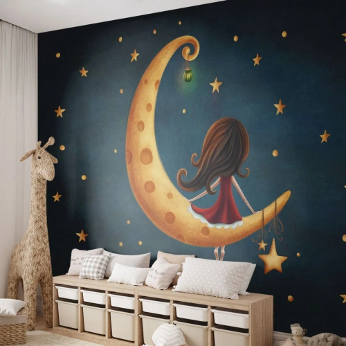 Fotomurali Autoadesivo Deluxe Sticker - Una volta... - Per bambini, Ragazza, Luna - 100x70 cm