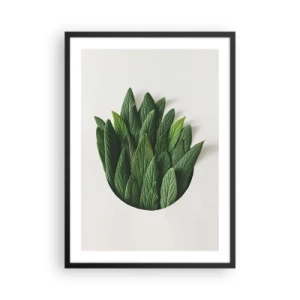 Poster in cornice nera - Foglie in una composizione artistica su sfondo bianco - 50x70cm - Curiosità irrefrenabile - Decorazione murale moderna per soggiorno e camera da letto ARTTOR