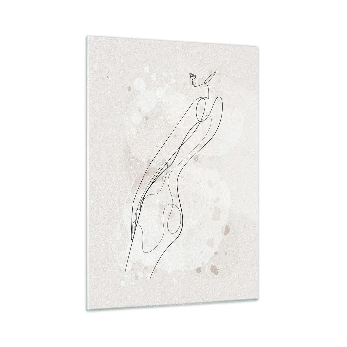 Quadro su vetro - Silhouette sagomata di una donna nei toni del beige - 50x70cm - Errando con lo sguardo - Decorazione murale moderna per soggiorno e camera da letto ARTTOR