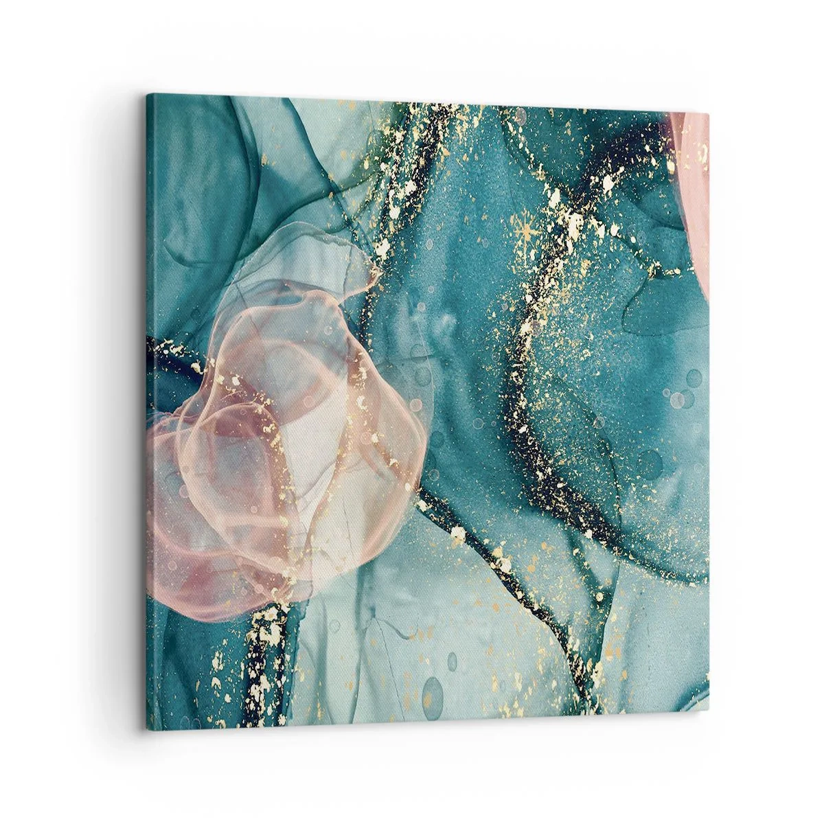 Quadro su tela - Stampe su Tela - Blu di seta, rosa di tulle - 60x60 cm