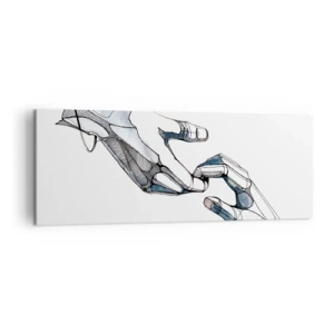 Quadro su tela - Stampe su Tela - Rappresentazione artistica di una mano in forma minimalista e geometrica - 140x50cm - Buon gesto - Decorazione murale moderna per soggiorno e camera da letto ARTTOR