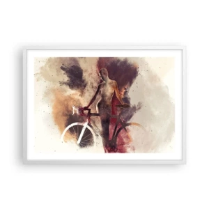 Poster in cornice bianca - Nelle forme di marmo un'anima da ciclista - 70x50 cm