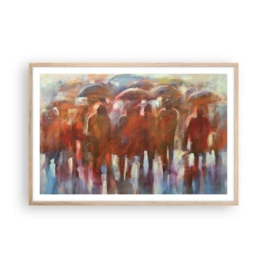 Poster in cornice rovere chiaro - Uguali nella pioggia e nella nebbia - 91x61 cm