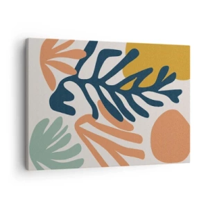 Quadro su tela - Stampe su Tela - Foglie colorate in stile astratto - 70x50cm - Mare di coralli - Decorazione murale moderna per soggiorno e camera da letto ARTTOR