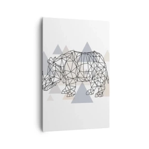 Quadro su tela - Stampe su Tela - Rinoceronte geometrico su uno sfondo di delicati triangoli - 80x120cm - La struttura della forza - Decorazione murale moderna per soggiorno e camera da letto ARTTOR