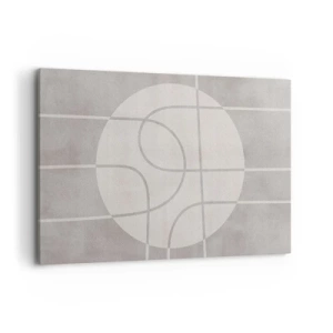 Quadro su tela - Stampe su Tela - Motivo geometrico nei toni del grigio e del bianco - 120x80cm - Tondo e dritto - Decorazione murale moderna per soggiorno e camera da letto ARTTOR