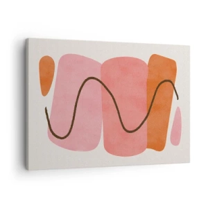 Quadro su tela - Stampe su Tela - Forme astratte nelle tonalità del rosa e dell'arancione - 70x50cm - Il delicato movimento delle forme - Decorazione murale moderna per soggiorno e camera da letto ARTTOR