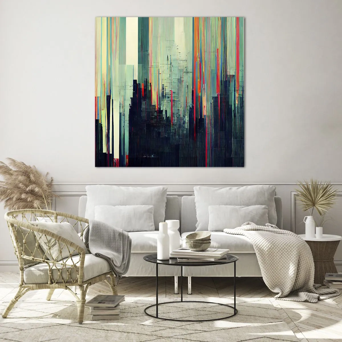 Quadro su vetro - Città futuristica - 60x60 cm