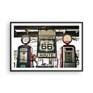 Poster in cornice nera - Viaggio retro americano - 91x61 cm