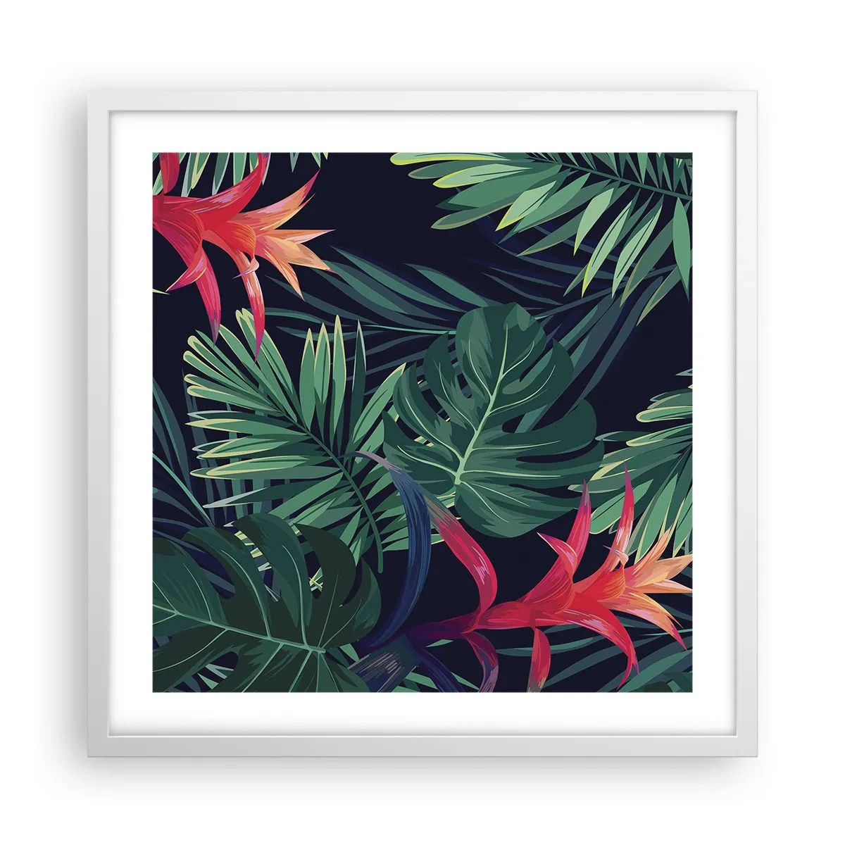 Poster in cornice bianca - Fiammante nel verde - 50x50 cm