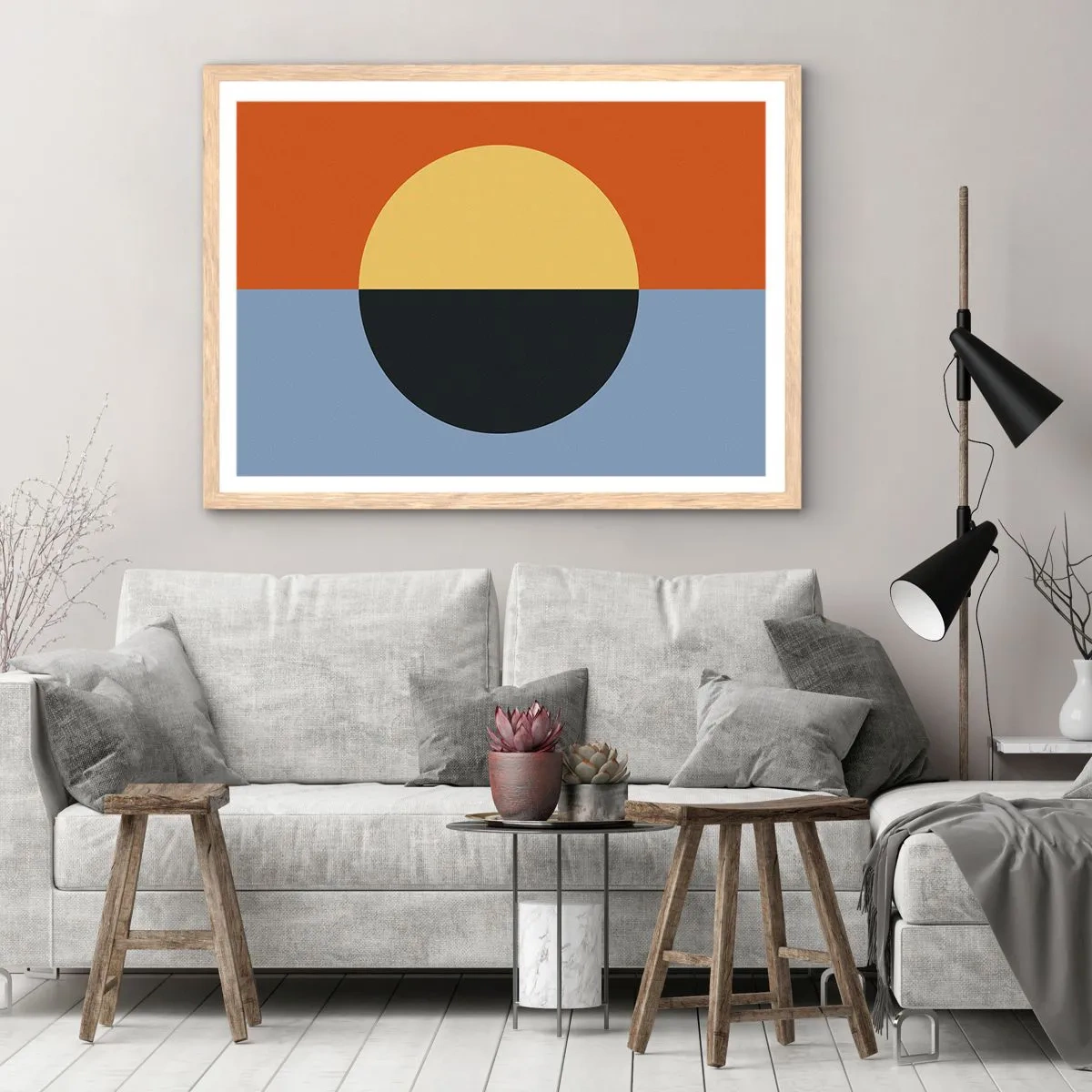 Poster in cornice rovere chiaro - Composizione di caldo e freddo - 100x70 cm