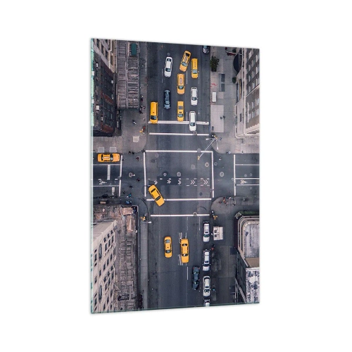 Quadro su vetro - Vista aerea di una trafficata strada cittadina - 70x100cm - Scelta semplice - Decorazione murale moderna per soggiorno e camera da letto ARTTOR