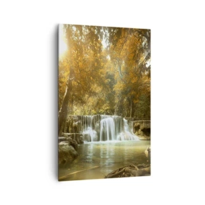 Quadro su tela - Stampe su Tela - Paesaggio autunnale con cascata - 80x120cm - Cascata nel parco - Decorazione murale moderna per soggiorno e camera da letto ARTTOR