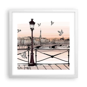 Poster in cornice bianca - Sui tetti di Parigi - 40x40 cm