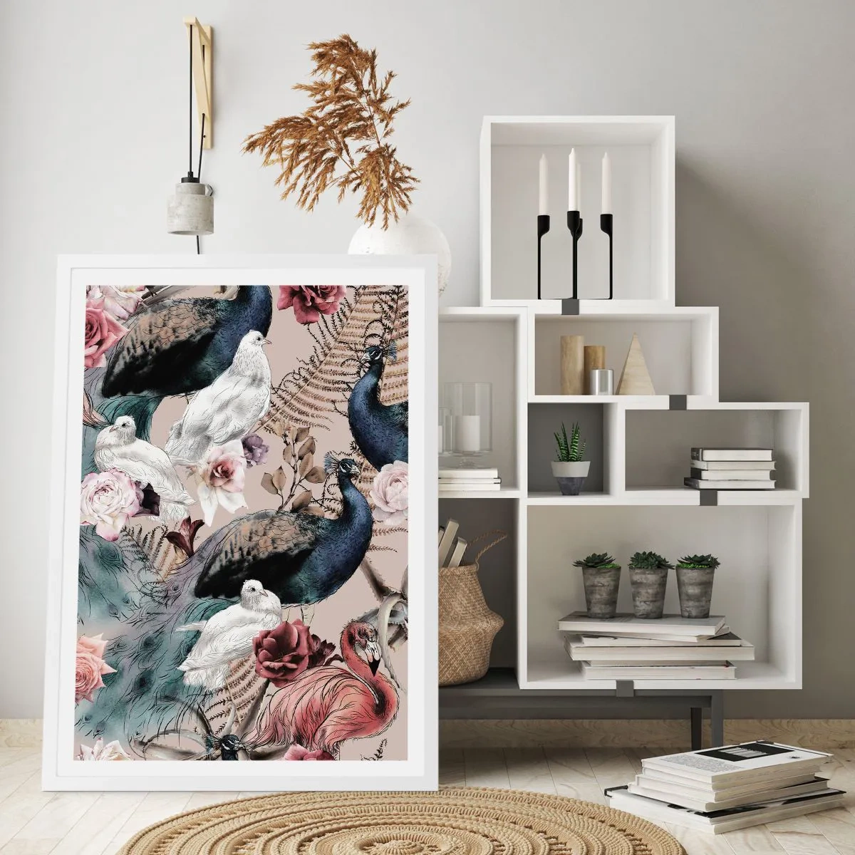 Poster in cornice bianca - Nel giardino del palazzo - 70x100 cm