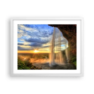 Poster in cornice bianca - Il mondo dietro una tenda di gocce - 50x40 cm