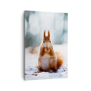 Quadro su tela - Stampe su Tela - Uno scoiattolo in un paesaggio invernale - 70x100cm - Che cosa guardi? - Decorazione murale moderna per soggiorno e camera da letto ARTTOR