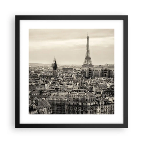 Poster in cornice nera - Sui tetti di Parigi - 40x40 cm