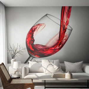 Fotomurali Premium Sand - Vino rosso versato in un bicchiere - 100x70cm - Colore - movimento - suono - Decorazione murale moderna per soggiorno e camera da letto ARTTOR