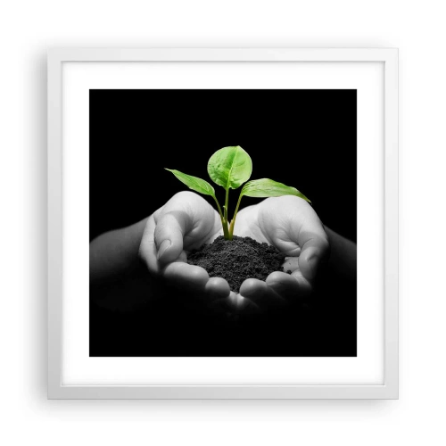 Poster in cornice bianca - Amo la natura, la proteggo - 40x40 cm