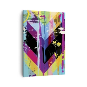 Quadro su tela - Stampe su Tela - Motivo astratto con forme geometriche colorate - 50x70cm - Dall'alto in basso - Decorazione murale moderna per soggiorno e camera da letto ARTTOR