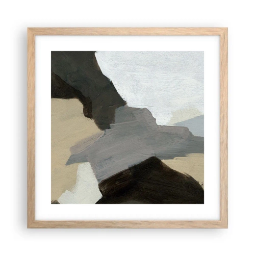 Poster in cornice rovere chiaro - Astrazione: il crocevia del grigio - 40x40 cm