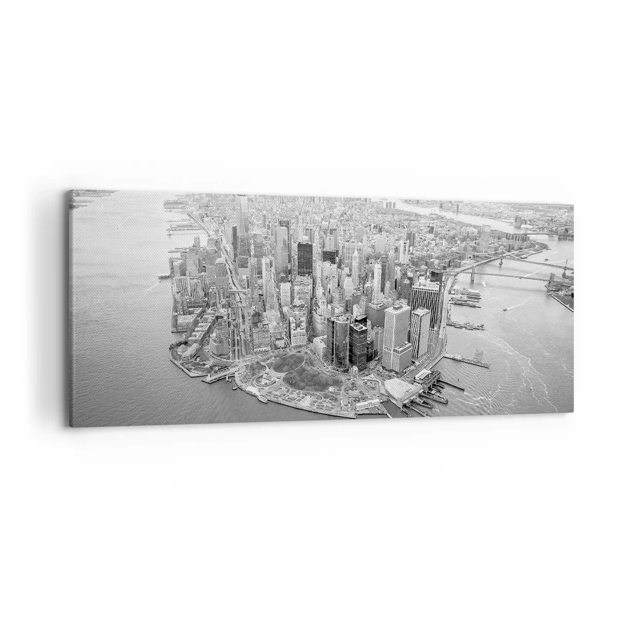 Quadro su tela - Stampe su Tela - Vista aerea di Manhattan in bianco e nero - 120x50cm - Come non amarla? - Decorazione murale moderna per soggiorno e camera da letto ARTTOR