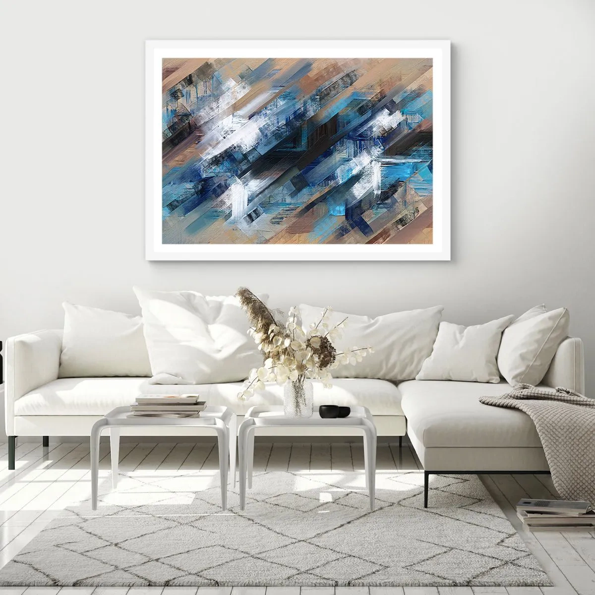 Poster in cornice bianca - Sulla diagonale blu - 50x40 cm