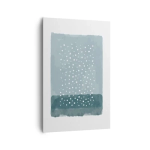 Quadro su tela - Stampe su Tela - Un dipinto minimalista nei toni del blu con puntini - 80x120cm - Spuntate nel blu - Decorazione murale moderna per soggiorno e camera da letto ARTTOR