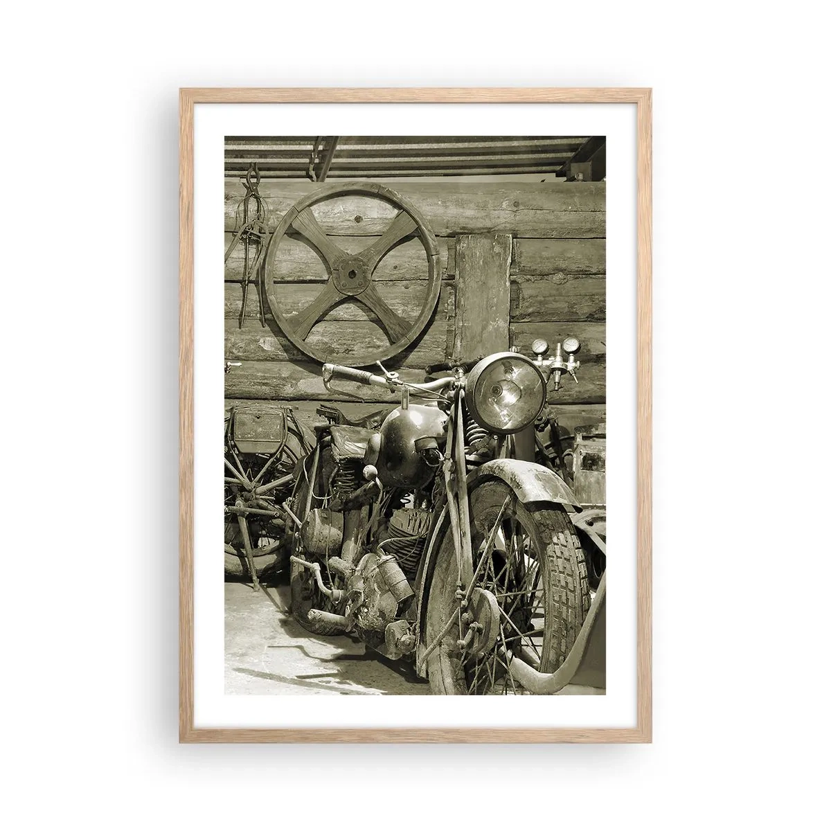 Poster in cornice rovere chiaro - Nel capanno di zio Alfredo - 50x70 cm