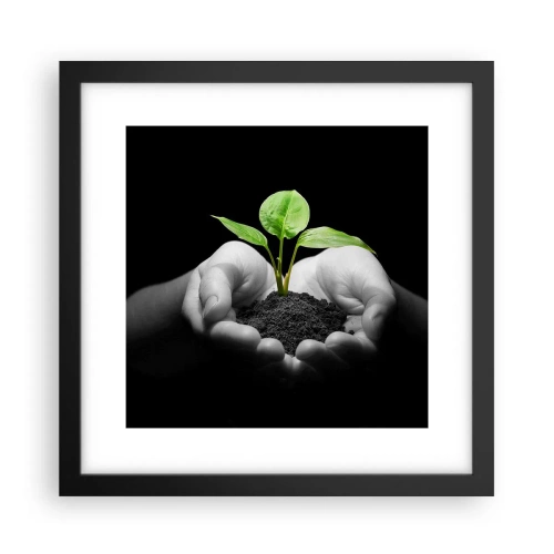 Poster in cornice nera - Amo la natura, la proteggo - 30x30 cm