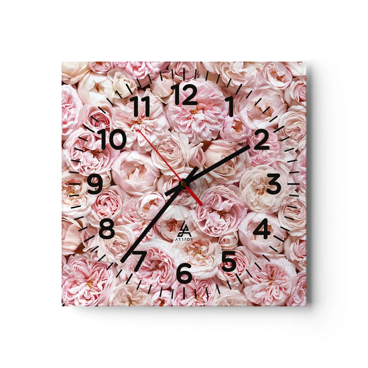 Orologio da parete - Orologio in Vetro - Coperto di rose - 40x40 cm