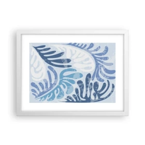 Poster in cornice bianca - Felci blu - 40x30 cm