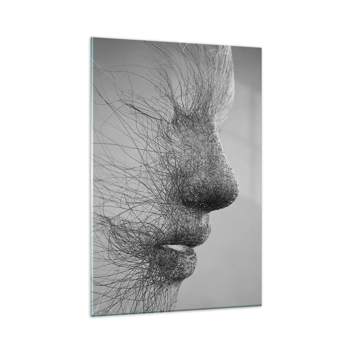 Quadro su vetro - Profilo facciale artistico creato con linee delicate - 80x120cm - Lo spirito del vento - Decorazione murale moderna per soggiorno e camera da letto ARTTOR