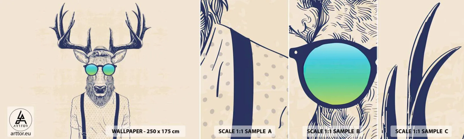 Campione di Fotomurale Adesivo Deluxe Sticker - E chi ti aspettavi? - Astrazione, Pezzo, Cervo - 100x30 cm