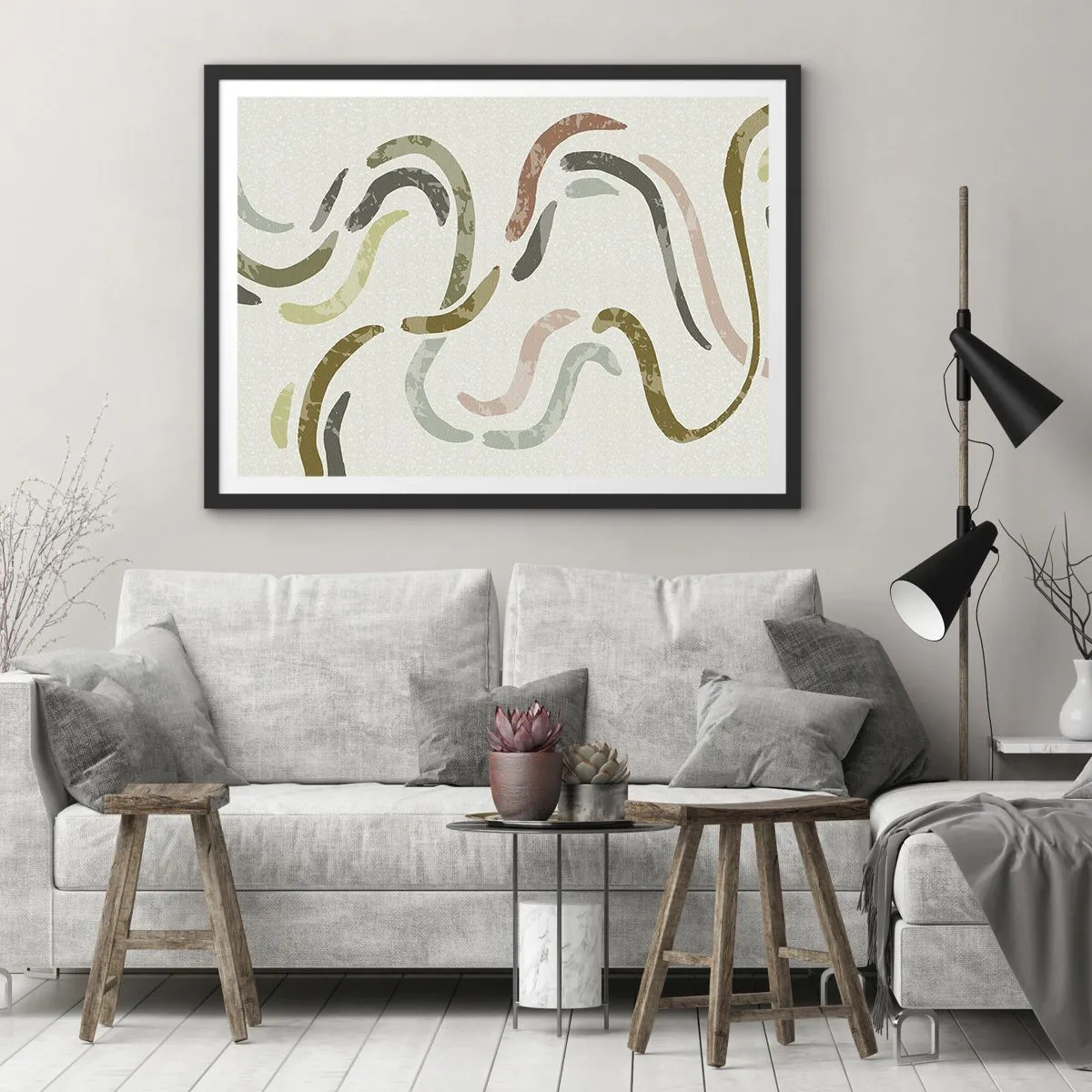 Poster in cornice nera - La danza gioiosa dell'astrazione - 91x61 cm