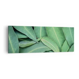 Quadro su tela - Stampe su Tela - Primo piano di foglie verdi che creano un motivo naturale - 140x50cm - Succosi e freschi - Decorazione murale moderna per soggiorno e camera da letto ARTTOR