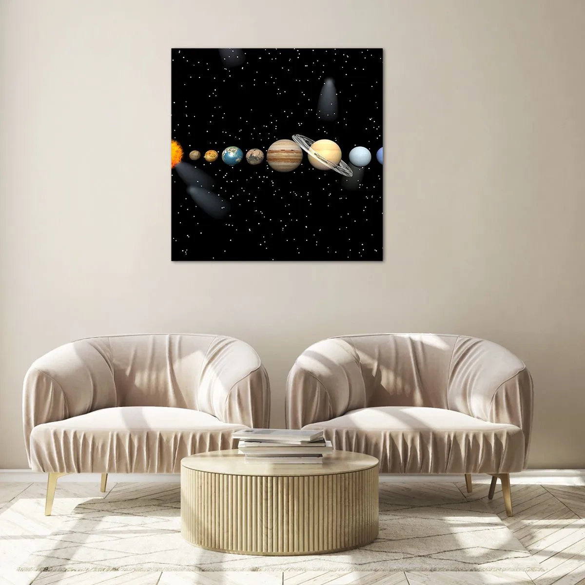 Quadro su vetro - E i pianeti folleggiano... - 70x70 cm